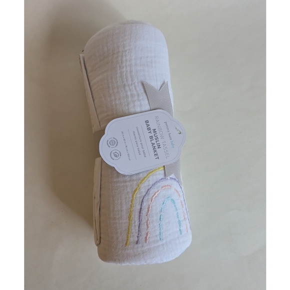 Pottery Barn Kids Rainbow Tassel Muslin Baby Blanket NWT - Picture 11 of 15